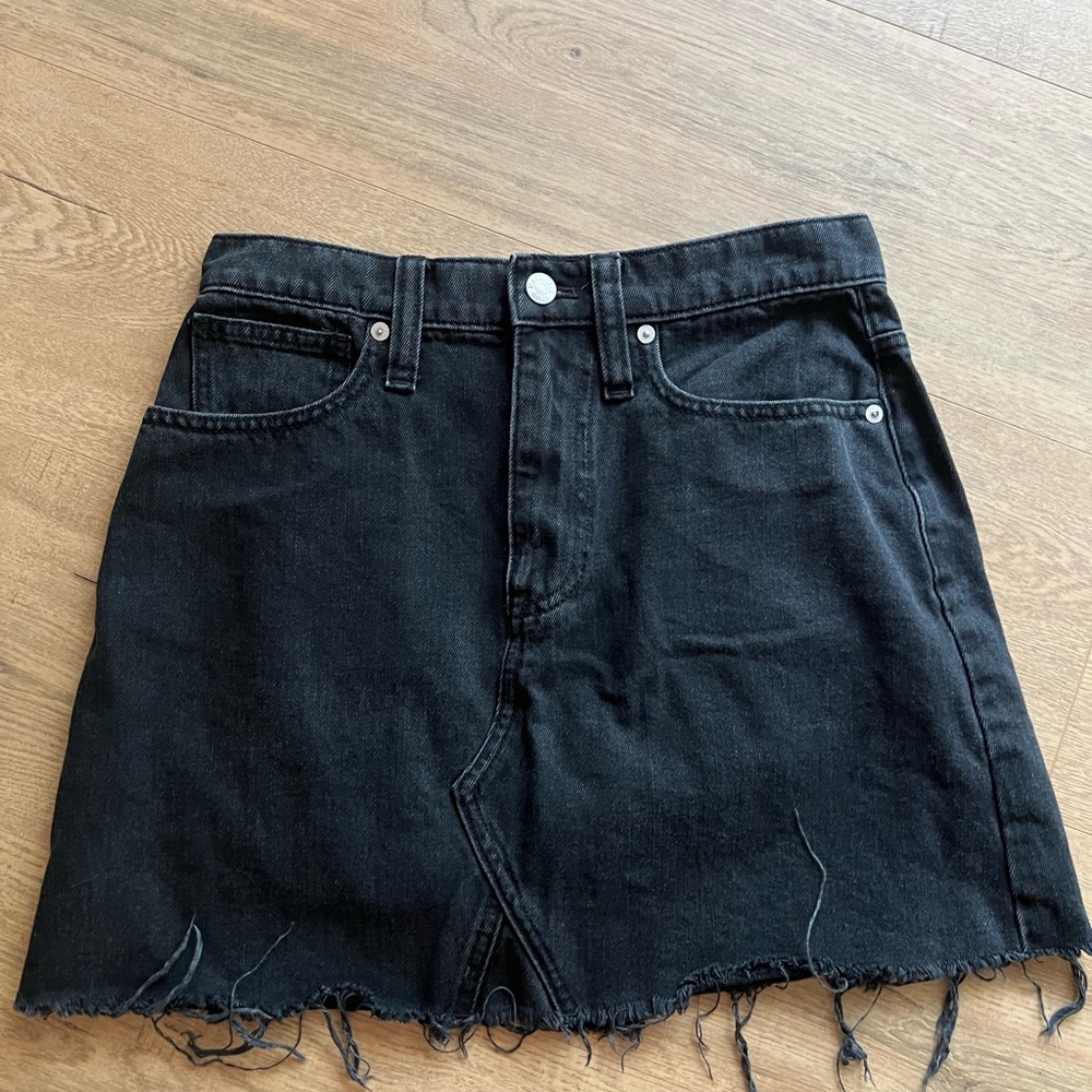 Madewell black denim mini skirt